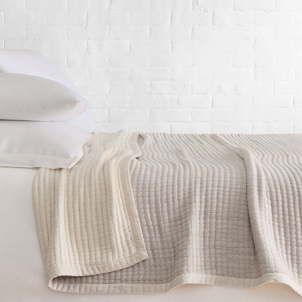 Reversible Double Cloth Blanket - King/Cal. King, Pearl Gray
