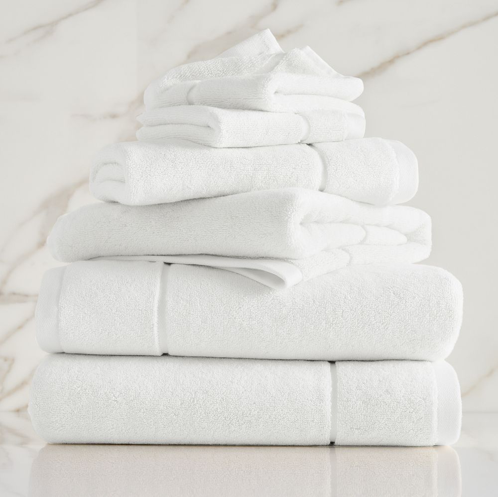 Luxury Spa Towel Sets - White, Set of 6 - (2 Towel, 2 Hand Towel, 2 Washcloth)