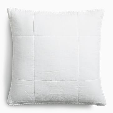 European Linen Box Stitch Euro Sham, White