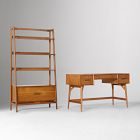 Mid-Century Desk (52") &amp; Wide Tower Bookshelf Set
