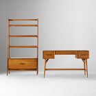 Mid-Century Desk (52") &amp; Wide Tower Bookshelf Set