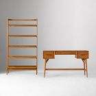 Mid-Century Desk (52") &amp; Wide Open Bookcase Set