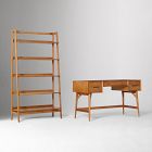 Mid-Century Desk (52") &amp; Wide Open Bookcase Set