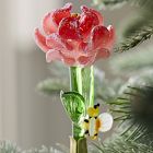 Glass Pink Poppy Clip-On Ornament
