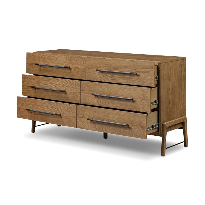 Magnolia 6 Drawer Dresser, Amber Oak, 62.5", West Elm
