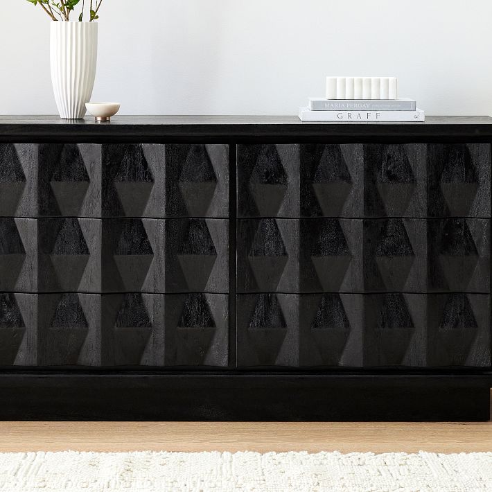 dresser west elm Pippa 6-Drawer (48") Storage based Cool Walnut finish West Elm Margot Raffia 6-Drawer