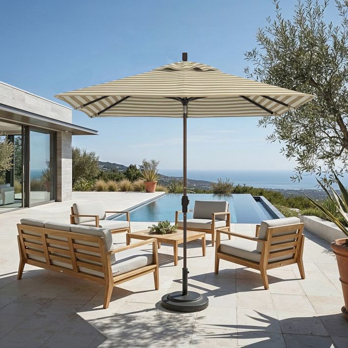 best 9' patio umbrella Galtech International 732SR54 9 Foot Octagon Commercial Umbrella, Fabric Type: Sunbrella Sellers, Fabric Color: Natural, Pole Finish: Silver : Umbrellas : Patio, Lawn & Garden McCartney coated steel pole prevents Outdoor Patio Umbrella with Color:Matte Solar Charcoal