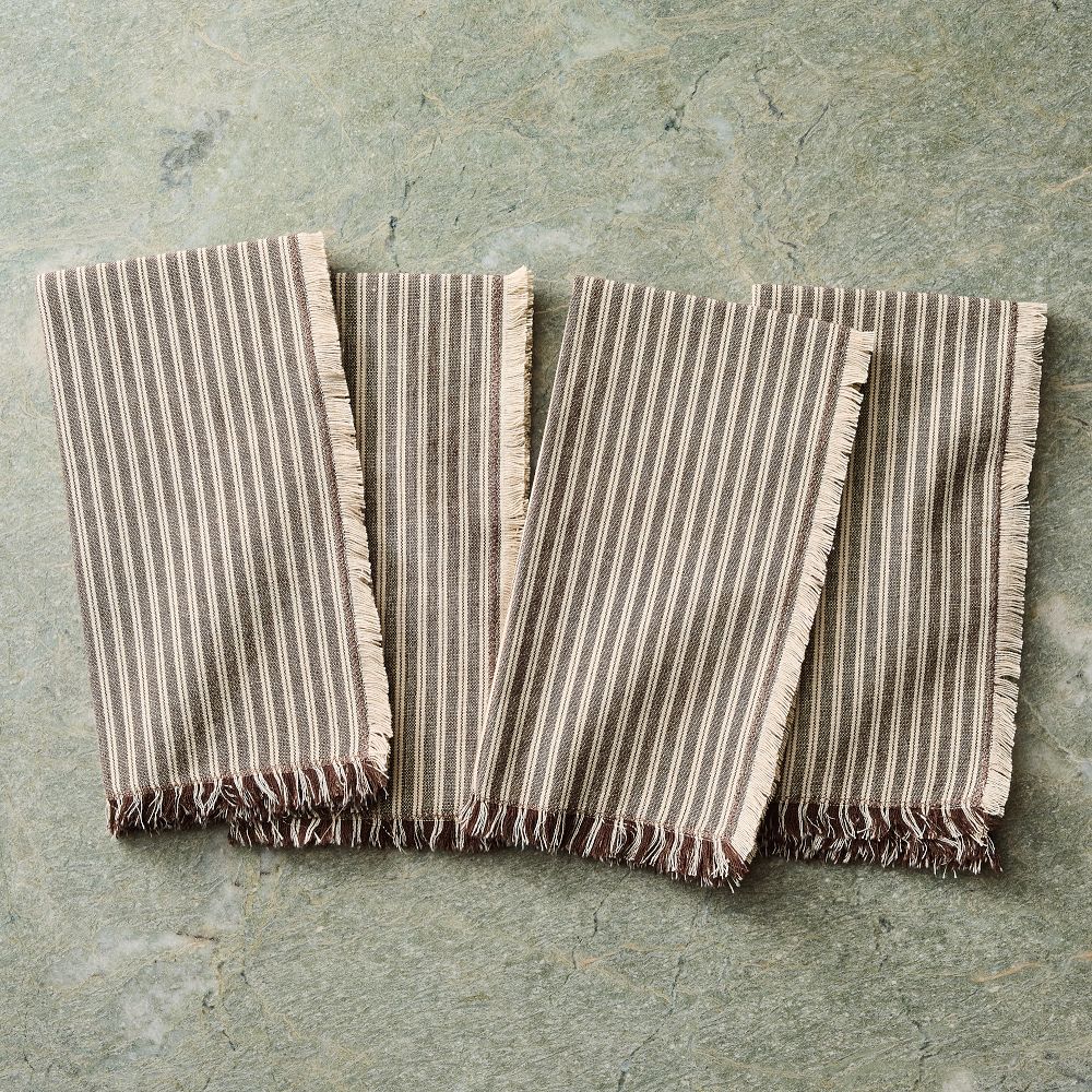 Sadie Stripe Napkin Sets - Brown, Set of 4
