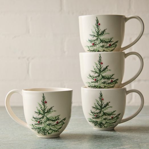 Tannenbaum Holly Stoneware Mug Sets by West Elm