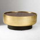 Open Box: Drum Storage Coffee Table (40") - Café, Antique Brass