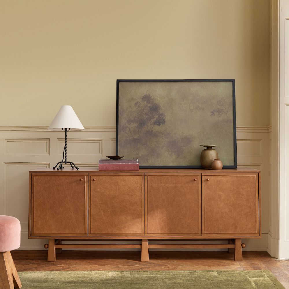 Pierce & Ward Leather Front Media Console (72") by West Elm
