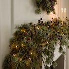 Pre-Lit Faux Pine &amp; Frosted Red Berry Garland