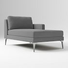 Open Box: Andes Petite Corner - Performance Distressed Velvet Charcoal Black, Brushed Nickel