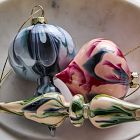 Marbled Surface Glass Ornaments (Set of 3)