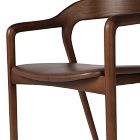 Scooped Ash Wood Leather Dining Armchair