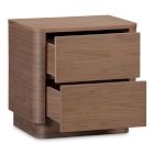 Rina Curved Oak 2-Drawer Pedestal Nightstand (20")