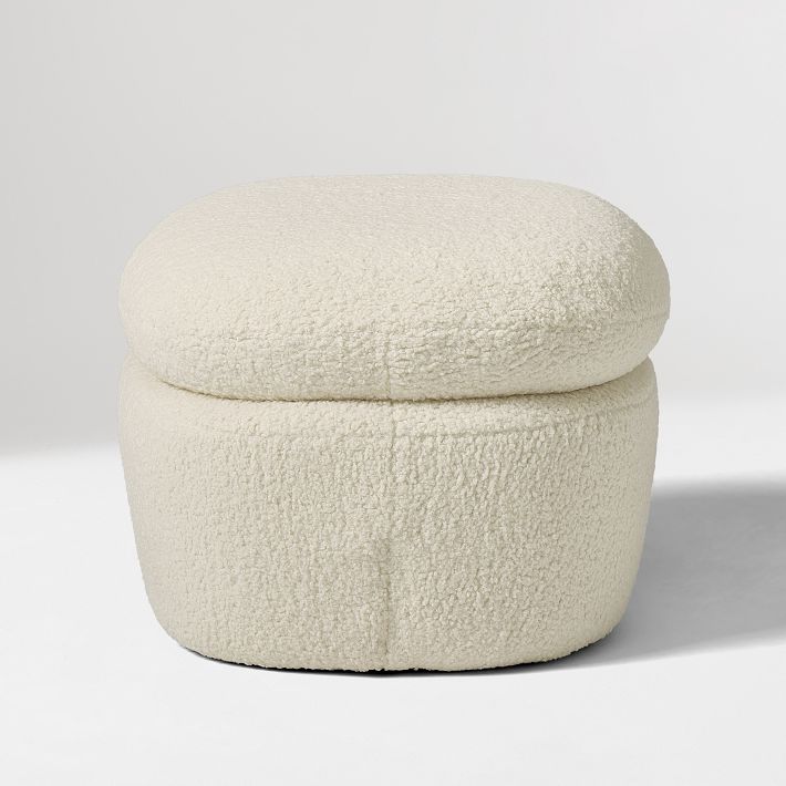 Cozy Ottoman Performance Chunky Boucle White, West Elm