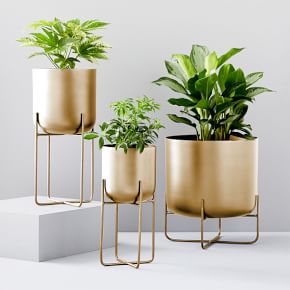 Spun Metal Standing Planters | West Elm