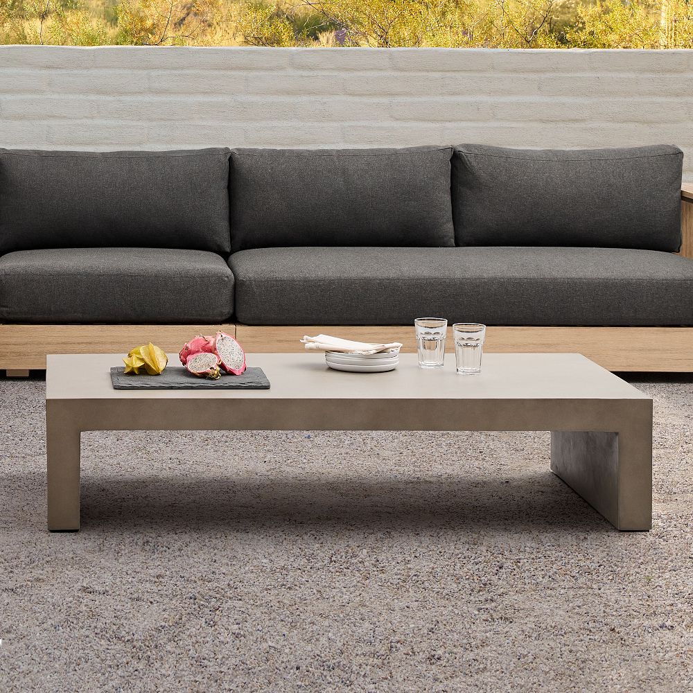 Concrete Waterfall Rectangle Coffee Table (60") by West Elm