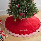 Quilted Scallop Candy Cane Stripe Tree Skirt