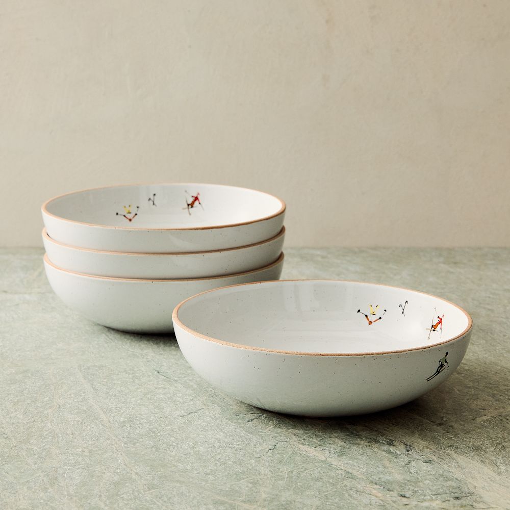 Holiday Skier Stoneware Pasta Bowl Sets by West Elm