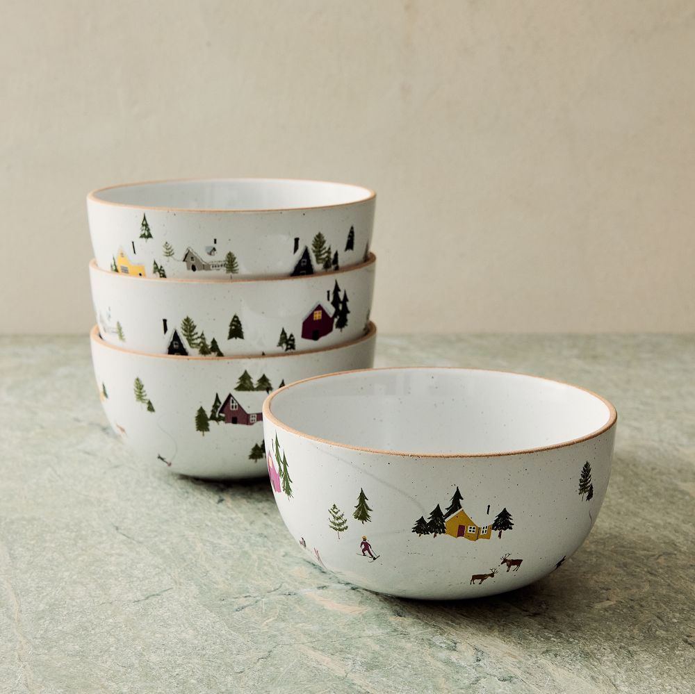Holiday Skier Stoneware Cereal Bowl Sets by West Elm