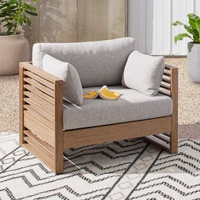 Santa Fe Slatted Outdoor Lounge Chair | West Elm
