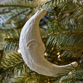 Cotton Mache Crescent Moon Ornament - Handcrafted Decor | West Elm
