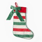 Red &amp; Green Striped Velvet Stocking