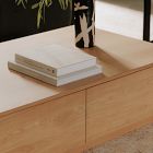 Rina Curved Oak Pedestal Storage Coffee Table (55")