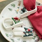 SickKids Skier Ceramic Figural Napkin Ring Sets