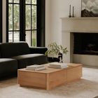 Rina Curved Oak Pedestal Storage Coffee Table (55")