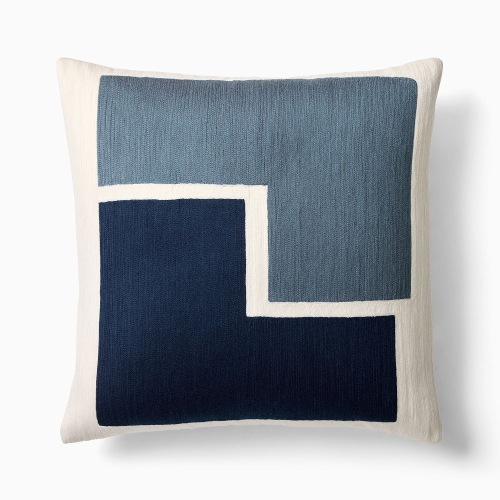 Crewel Stacked Shapes Pillow Cover - 20"x20", Midnight