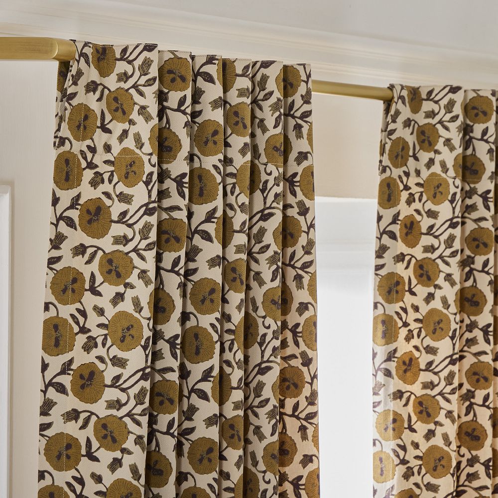 Laney Floral Curtain - 48x84", Honey, Set of 2