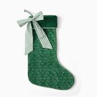 Open Box: Green Tree Stitched Velvet Stocking
