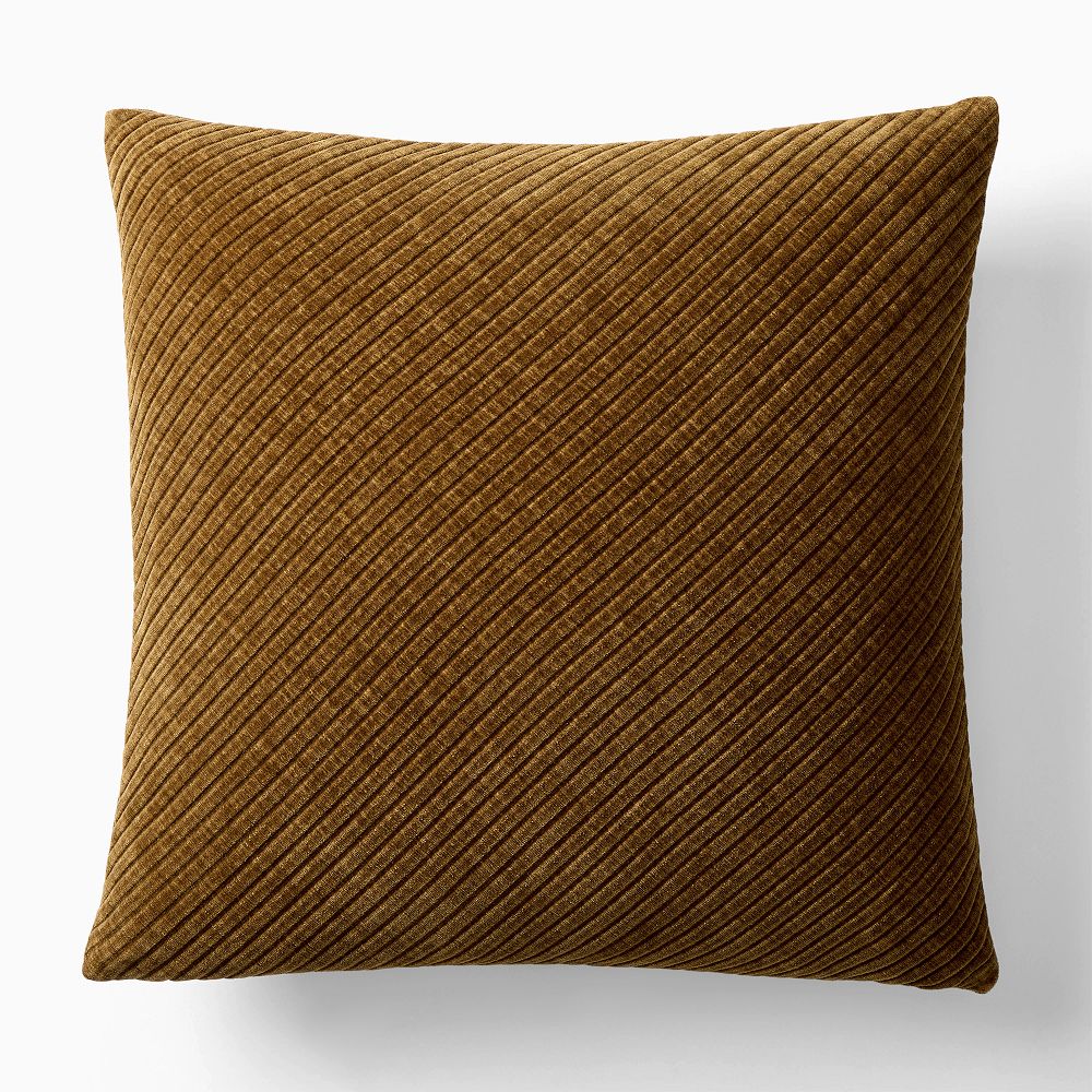 Corded Bias Velvet Pillow Cover - 20"x20", Cumin