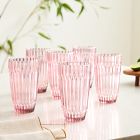 Open Box: Archie Tall Drinking Glasses, Set of 6 - Pink
