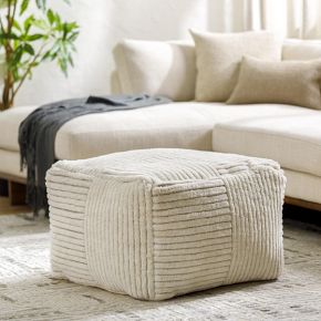 Tunisia Pouf, Wool & Cotton Shag | West Elm