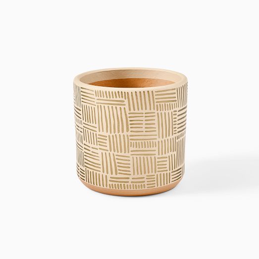 Ultralight Dreams Khari Hand-Painted Striped Mid-Century Planter by West Elm