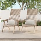 Teak &amp; Wicker Outdoor Lounge Chair (Set of 2)