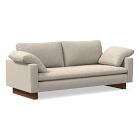 Open Box: Harmony 82" Bench Cushion Sofa, Petite Depth, Prformnce Distrssd Vlvt, Snd, Drk Wlnt