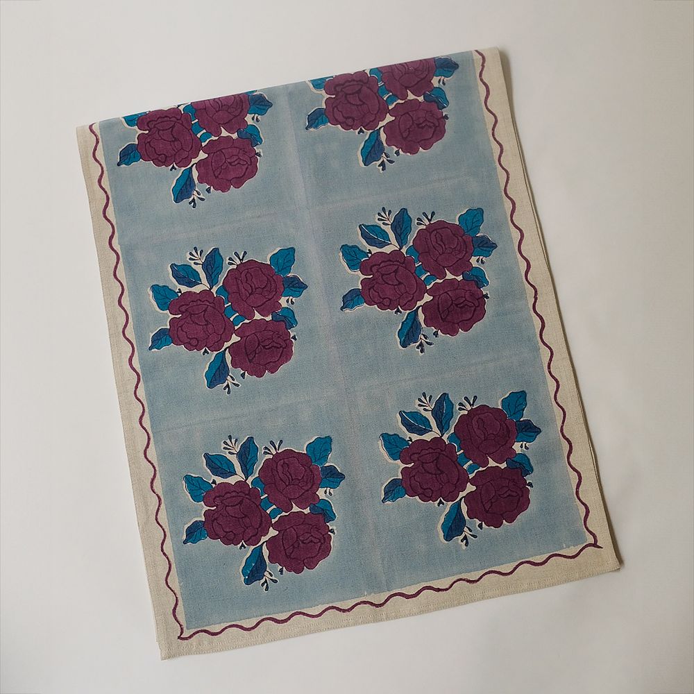 Block-Printed Linen Table Runner