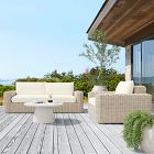 Westport Wicker Outdoor Sofa (84"), Lounge Chair &amp; Concrete Pedestal Round Coffee Table (32"&ndash;44") Set