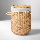 Open Box: Rounded Weave Rattan Hamper, Round with Liner, Small 16"W x 15"D x 20"H