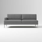 Open Box: Andes Petite Right-Arm 2.5 Seater Sofa - Performance Distressed Velvet Charcoal, Brushed Nickel