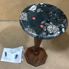 Open Box: Pierce &amp; Ward Marble Drink Table (13") - Black Bassi Marble, Claro