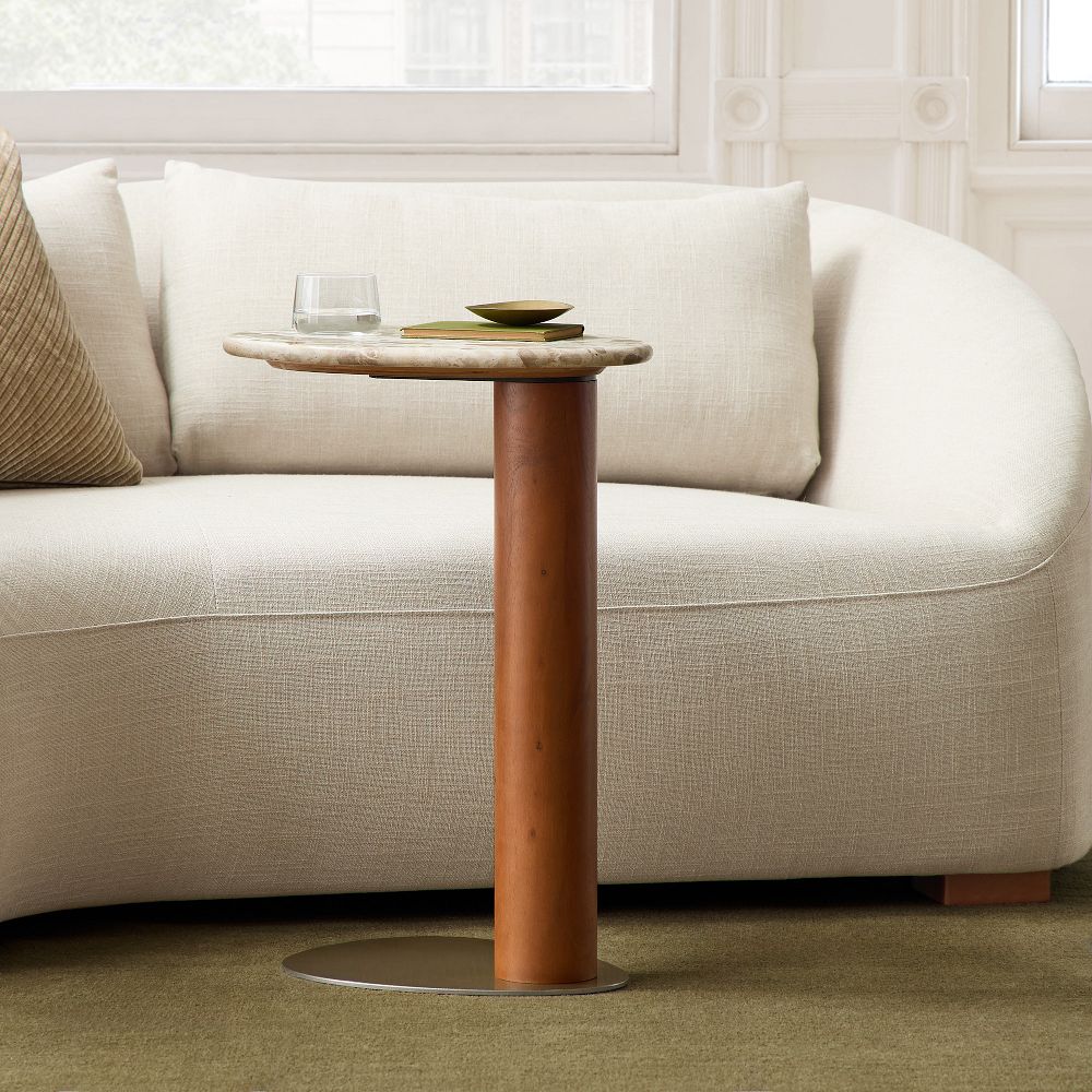 Alora Solid Wood & Marble C-Side Table (14") by West Elm