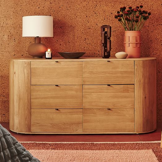 curved dresser Mirae 6-Drawer Gracefully curved drawer faces create a soft Furniture of America Addeso Modern