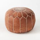 Open Box: Leather Moroccan Pouf, Small (20"D x 14"H) - Tan