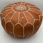 Open Box: Leather Moroccan Pouf, Small (20"D x 14"H) - Tan